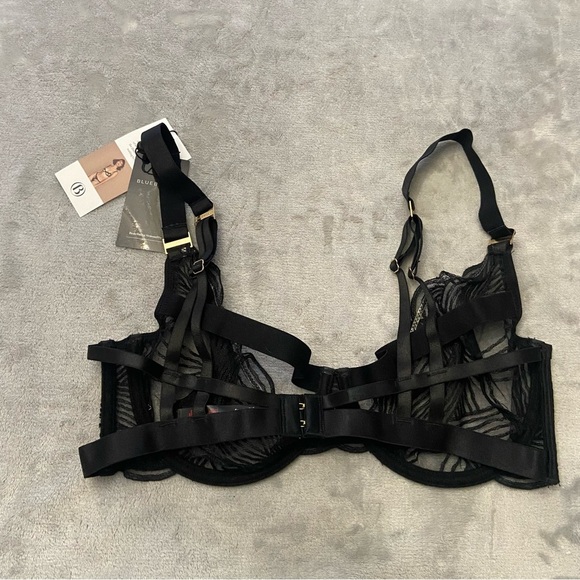 New! Bluebella Calla Black Embroidered Sheer Cutout Lingerie Bra 10539 - Picture 7 of 9